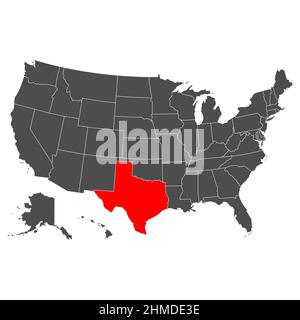 Vektorkarte von Texas. Detaillierte Darstellung. Land der Vereinigten Staaten von Amerika. Flacher Style. Vektorgrafik Stock Vektor