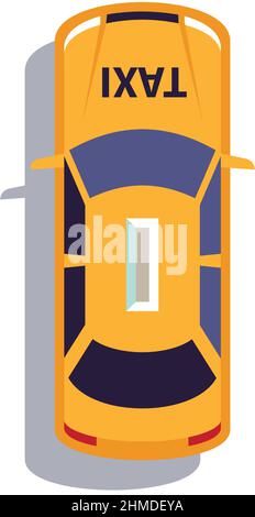 Blick vom Taxi von oben. Gelbe Kabine. PKW für den Personenverkehr Stock Vektor