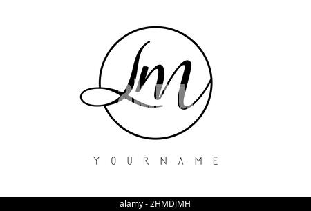 Handgeschriebene Buchstaben LM-Logo-Design mit einfacher Kreisvektordarstellung. Kreatives Symbol mit Buchstaben und Kreis. Stock Vektor
