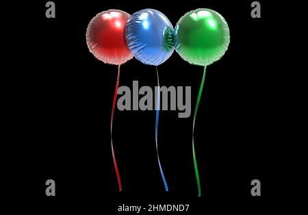 Folienballons Geburtstag Jubiläen Feier 3D Illustration Stockfoto