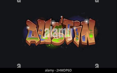 Ein cooles echtes Wildstyle Graffiti Art Styled Name Design - Austin Stock Vektor