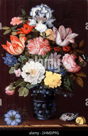 Florales Stillleben mit Muscheln, Gemälde von Balthasar van der Ast, 1622 Stockfoto