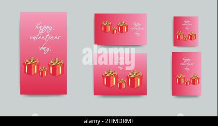 Vorlagen für Beiträge und Geschichten zum Valentinstag für soziale Medien. Stock Vektor