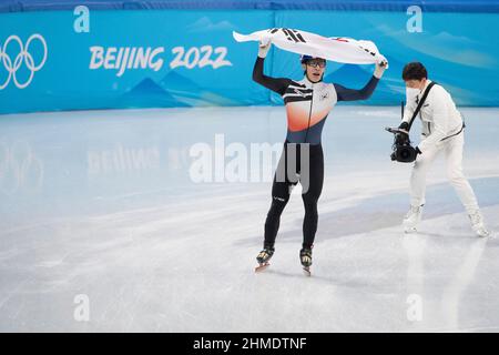 Daehon Hwang (Kor), Sieger, erster Platz 9. Februar 2022 Olympisches Short Track Speed Skating, Herren-1500m-Finale während der Olympischen Winterspiele 2022 in Peking im Capital Indoor Stadium, Peking, China. Kredit: Enrico Calderoni/AFLO SPORT/Alamy Live Nachrichten Stockfoto