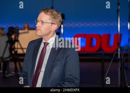 Ministerpräsident Daniel Günther präsentiert das Wahlprogramm der CDU für die Landtagswahl 2022 in Schleswig-Holstein Stockfoto