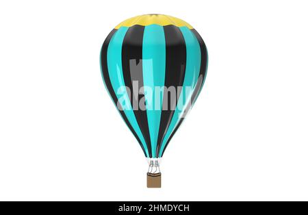Heißluftballon auf weißem Hintergrund 3D Abbildung Stockfoto