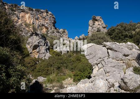 Wanderer auf Cucuia de Fartaritx, Pollença, Mallorca, Balearen, Spanien Stockfoto