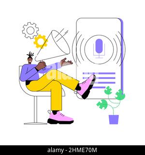 Rede-zu-Text abstrakte Konzept-Vektor-Illustration. Mehrsprachige Spracherkennung, Konvertierung von Sprache in Text, Voice-to-Text-Software, Spracherkennungstechnologie, abstrakte Metapher für Übersetzungen. Stock Vektor