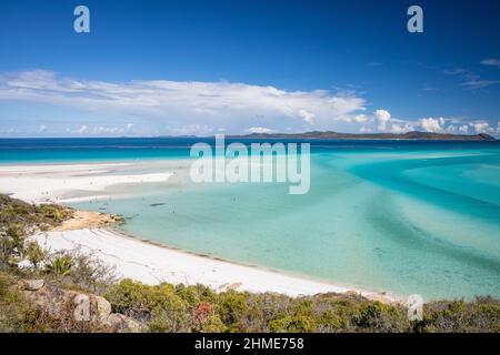 Whitehaven Beach. Zu einem der besten Reiseziele gewählt. Whitsundays Australien. Whitsunday Islands, Queensland. Segelurlaub. Stockfoto