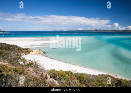 Whitehaven Beach. Zu einem der besten Reiseziele gewählt. Whitsundays Australien. Whitsunday Islands, Queensland. Segelurlaub. Stockfoto