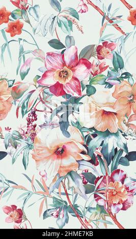 Aquarell Blumen Illustrationen, Digitaldruck Blumen Stockfoto