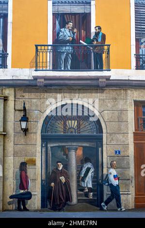 Berühmte Fresken in den Straßen von Lyon, Frankreich Stockfoto