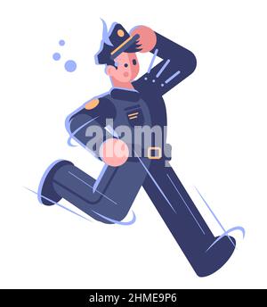 Police Officer Job semi flach RGB Farbe Vektor Illustration Stock Vektor