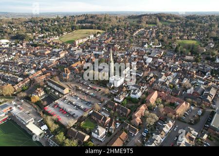 Dorking Surrey UK Luftdrohnenansicht Stockfoto