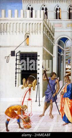 Die Enthauptung des heiligen Johannes des Täufers durch den italienischen Künstler Giovanni di Paolo di Grazia (c. 1403–1482), Tempera auf Platte, c. 1455-60 Stockfoto