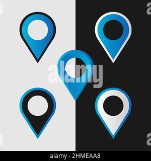 Vektor-Pin-Symbol für blaue und weiße Karten. Einfach zu bearbeiten und auf jede Größe skalierbar. Stock Vektor