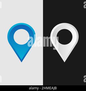 Vektor-Pin-Symbol für blaue und weiße Karten. Einfach zu bearbeiten und auf jede Größe skalierbar. Stock Vektor