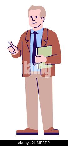 Administrative Position an der halbflachen RGB-Farbvektorillustration der Hochschule Stock Vektor