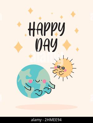 Happy Day Poster Kawaii Charaktere Stock Vektor
