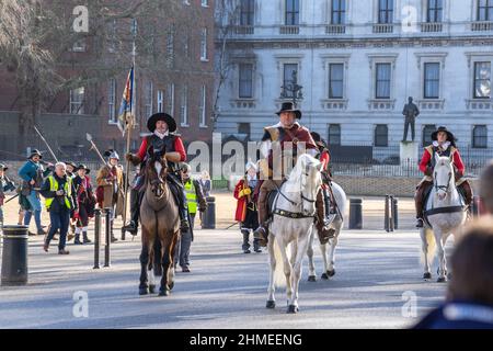 Die Kings Army, Teil der English Civil war Society. 50th Jahrestag der Parade der Könige Armee. London, 30. Januar 2022 Stockfoto