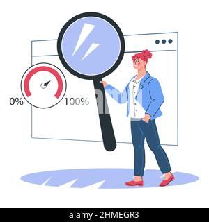 Finanzverwaltung und Geschäftsanalyse, Finanzstatistiken und Unternehmensaussage, KPI-Konzept, flache Vektordarstellung isoliert auf weißem Ba Stock Vektor
