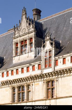 Azay-le-Rideau, Schloß, Westfassade, Detail Stockfoto