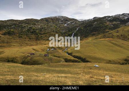 Landschaften und Berge, Col Glandon, automne, Savoie, Isère; Rhone Alpes Auvergne, Frankreich, Europa Stockfoto