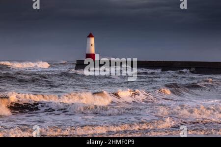 Der nördlichste Leuchtturm in England, Berwick Pier, Northumberland, England, Großbritannien Stockfoto