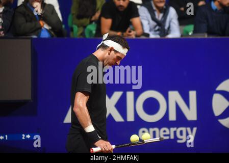 Buenos Aires, Argentinien. 08th. Februar 2022. 1, am Ende eines Tennis-Spiels der Argentina Open im Guillermo Vilas Stadium in Buenos Aires, Argentinien Dienstag, 8. Februar 2022. Kredit: Gabriel Sotelo/FotoArena/Alamy Live Nachrichten Stockfoto