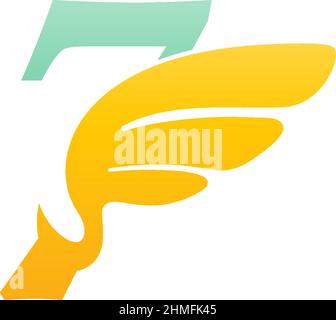 Zahl 7 Logo Symbol Abbildung mit Flügeln Vektor Stock Vektor