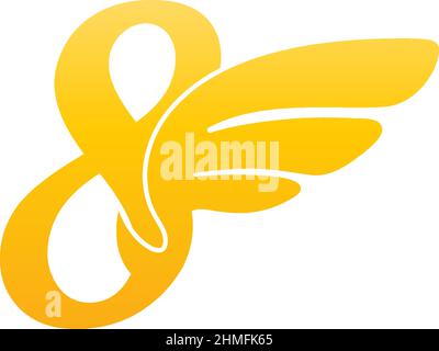 Zahl 8 Logo Symbol Abbildung mit Flügeln Vektor Stock Vektor