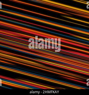 Abstrakte Illustration von gelben, roten und blauen Streifen auf schwarzem Hintergrund Stockfoto