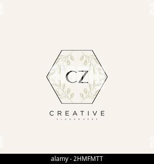 Cz Anfangsbuchstabe Blume Logo Vorlage Vektor Premium-Vektor Stock Vektor