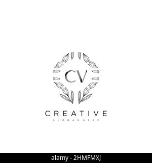 CV Anfangsbuchstabe Blume Logo Vorlage Vektor Premium-Vektor Stock Vektor