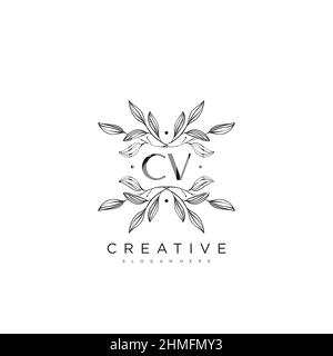 CV Anfangsbuchstabe Blume Logo Vorlage Vektor Premium-Vektor Stock Vektor
