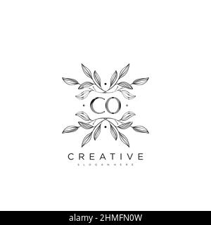 CO Initial Letter Flower Logo Template Vektor Premium-Vektor Stock Vektor