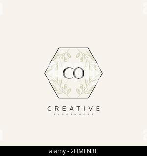 CO Initial Letter Flower Logo Template Vektor Premium-Vektor Stock Vektor