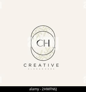 CH Anfangsbuchstabe Blume Logo Vorlage Vektor Premium-Vektor Stock Vektor