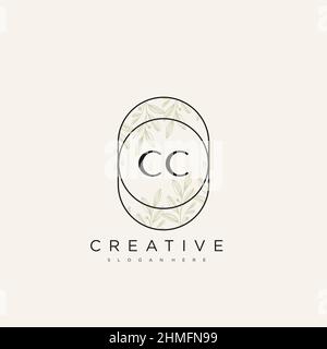 CC Initial Letter Flower Logo Template Vektor Premium-Vektor Stock Vektor