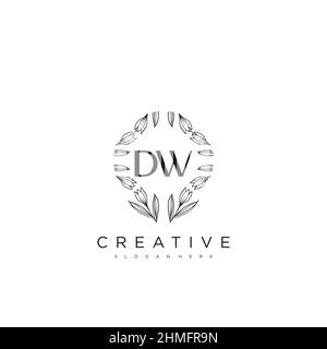 DW Anfangsbuchstabe Blume Logo Vorlage Vektor Premium-Vektor Stock Vektor