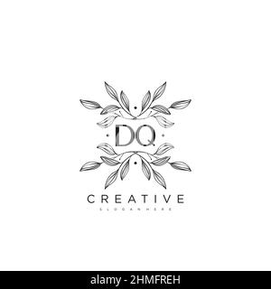 DQ Anfangsbuchstabe Blume Logo Vorlage Vektor Premium-Vektor Stock Vektor