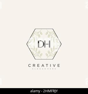 Dh Anfangsbuchstabe Blume Logo Vorlage Vektor Premium-Vektor Stock Vektor
