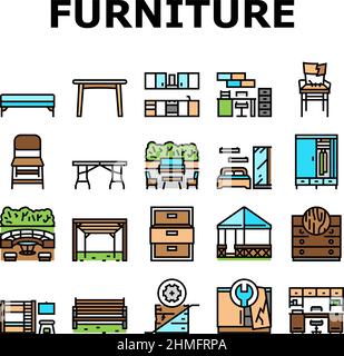 Möbel Für Haus Und Garten Icons Set Vector Stock Vektor