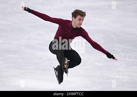 Peking, China. 10th. Februar 2022. Matteo Rizzo aus Italien tritt bei den Olympischen Winterspielen 2022 in Peking am Donnerstag, den 10. Februar 2022, beim Einzelfigure-Skating-Wettbewerb der Männer im Capital Indoor Stadium auf. Rizzo erzielte eine 158,90. Foto von Richard Ellis/UPI Credit: UPI/Alamy Live News Stockfoto