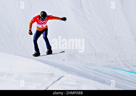 UZhangjiakou, CHINA - 10. FEBRUAR: Glenn de Blois aus den Niederlanden tritt während der Olympischen Spiele in Peking 2022 im Genting Snow Park P & X Stadium am 10. Februar 2022 in Zhangjiakou, China, bei der Herrensaat an (Foto: Iris van den Broek/Orange Picics) NOCNSF House of Sports Credit: Orange Pics BV/Alamy Live News Stockfoto