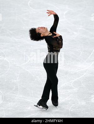 Der japanische Yuma Kagiyama während des Men Single Skating - Free Skating am sechsten Tag der Olympischen Winterspiele 2022 in Peking im Capital Indoor Stadium in China. Bilddatum: Donnerstag, 10. Februar 2022. Stockfoto