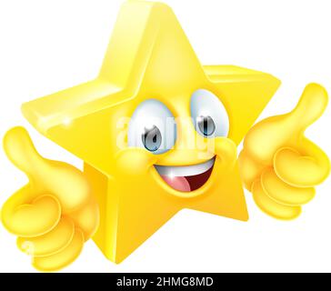 Star Thumbs Up Happy Emoticon Cartoon Face Stock Vektor