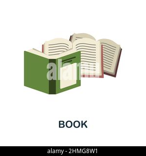 Flaches Symbol für das Buch. Farbiger Elementschild aus der Büchersammlung. Flaches Buchsymbol für Webdesign, Infografiken und mehr. Stock Vektor