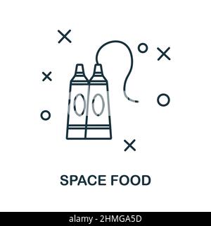 Symbol „Space Food“. Linienelement aus der Raumsammlung. Linear Space Food Icon-Zeichen für Web-Design, Infografiken und mehr. Stock Vektor