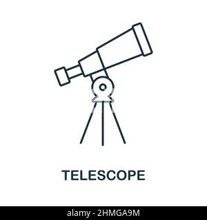 Teleskop-Symbol. Linienelement aus der Raumsammlung. Linear Telescope Icon-Zeichen für Web-Design, Infografiken und vieles mehr. Stock Vektor